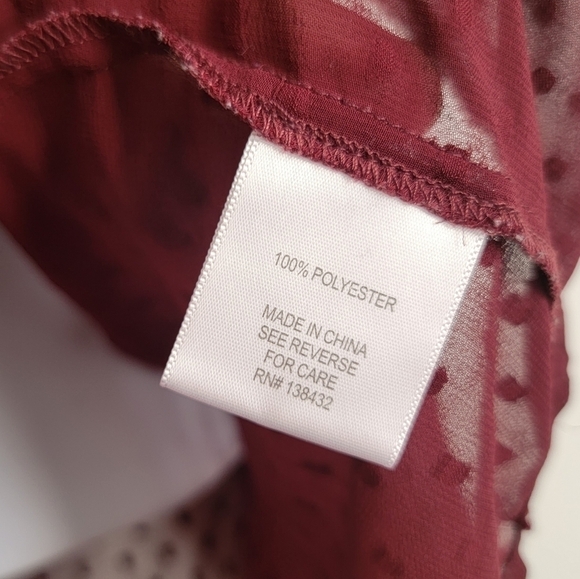 MODCLOTH Burgundy Pam Breeze-ly Long-Sleeve Tunic - Women SMALL - Picture 9 of 12